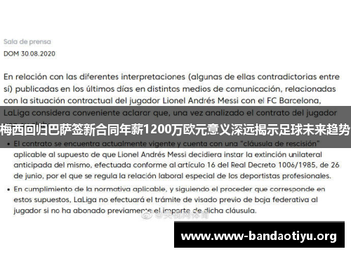 梅西回归巴萨签新合同年薪1200万欧元意义深远揭示足球未来趋势 梅西回归巴萨签新合同年薪1200万欧元意义深远揭示足球未来趋势
